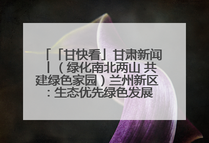 「甘快看」甘肃新闻丨（绿化南北两山 共建绿色家园）兰州新区：生态优先绿色发展 打造生态环保示范区