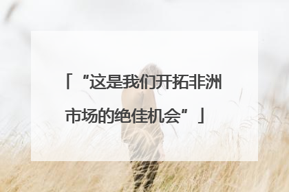 “这是我们开拓非洲市场的绝佳机会”