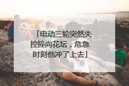 电动三轮突然失控撞向花坛，危急时刻他冲了上去