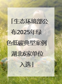 生态环境部公布2025年绿色低碳典型案例 湖北6家单位入选