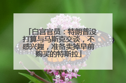 白宫官员：特朗普没打算与马斯克交谈，不感兴趣，准备卖掉早前购买的特斯拉