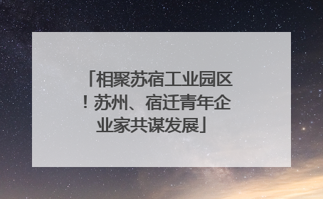 相聚苏宿工业园区！苏州、宿迁青年企业家共谋发展