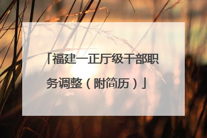 福建一正厅级干部职务调整（附简历）