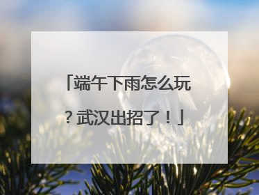 端午下雨怎么玩？武汉出招了！