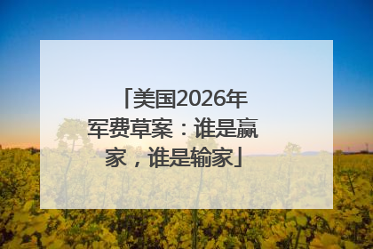 美国2026年军费草案：谁是赢家，谁是输家