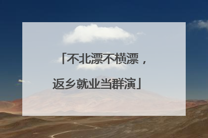 不北漂不横漂，返乡就业当群演