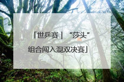 世乒赛｜“莎头”组合闯入混双决赛