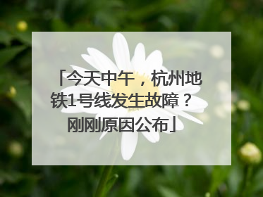 今天中午，杭州地铁1号线发生故障？刚刚原因公布