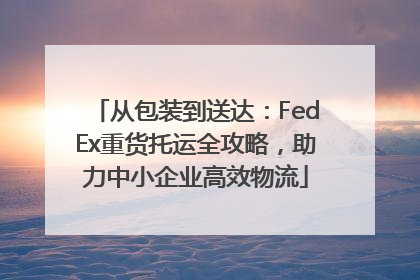 从包装到送达：FedEx重货托运全攻略，助力中小企业高效物流