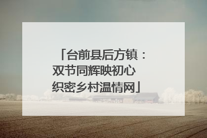 台前县后方镇：双节同辉映初心 织密乡村温情网