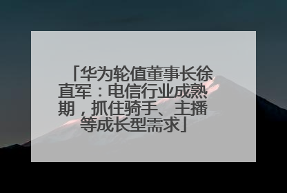 华为轮值董事长徐直军：电信行业成熟期，抓住骑手、主播等成长型需求