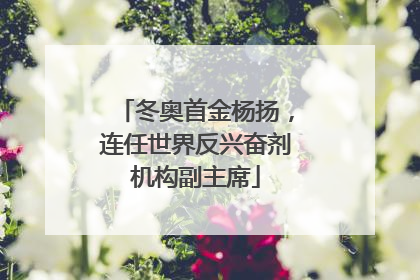 冬奥首金杨扬，连任世界反兴奋剂机构副主席
