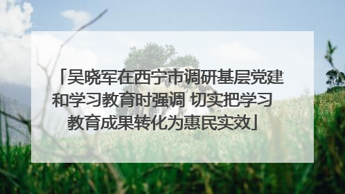 吴晓军在西宁市调研基层党建和学习教育时强调 切实把学习教育成果转化为惠民实效