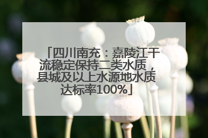 四川南充：嘉陵江干流稳定保持二类水质，县城及以上水源地水质达标率100%