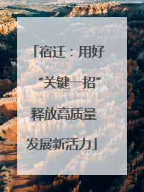 宿迁：用好“关键一招” 释放高质量发展新活力