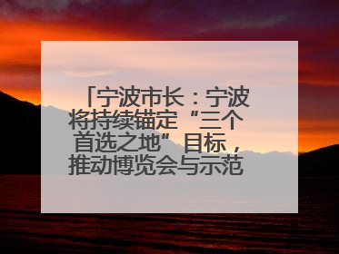 宁波市长：宁波将持续锚定“三个首选之地”目标，推动博览会与示范区互促共进