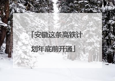 安徽这条高铁计划年底前开通