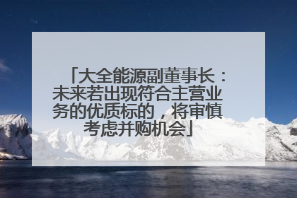 大全能源副董事长：未来若出现符合主营业务的优质标的，将审慎考虑并购机会