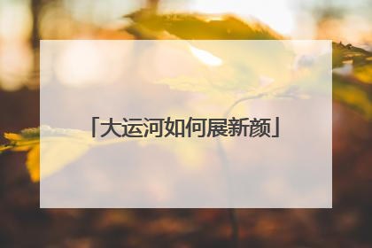 大运河如何展新颜