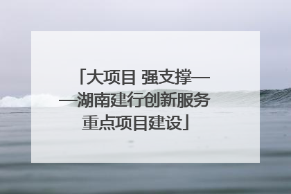 大项目 强支撑——湖南建行创新服务重点项目建设