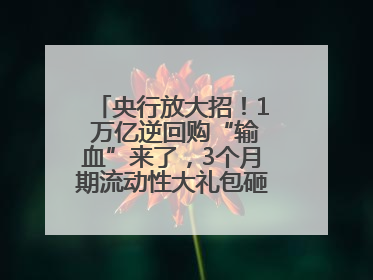 央行放大招！1 万亿逆回购“输血”来了，3个月期流动性大礼包砸向市场！