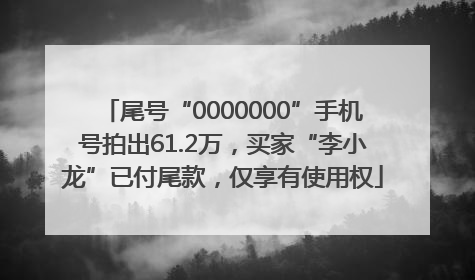 尾号“0000000”手机号拍出61.2万，买家“李小龙”已付尾款，仅享有使用权