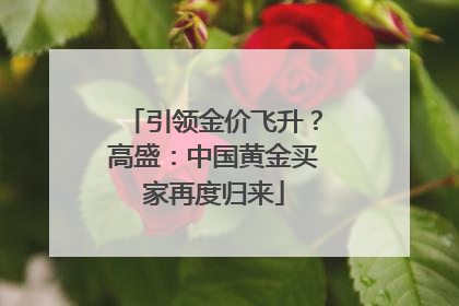 引领金价飞升？高盛：中国黄金买家再度归来