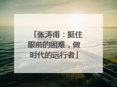 张涛甫：挺住眼前的困难，做时代的远行者