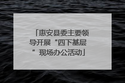 惠安县委主要领导开展“四下基层”现场办公活动