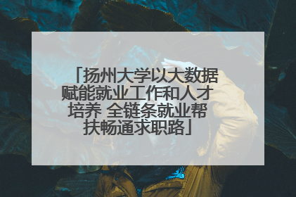 扬州大学以大数据赋能就业工作和人才培养 全链条就业帮扶畅通求职路