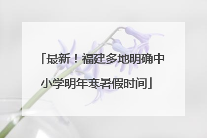 最新！福建多地明确中小学明年寒暑假时间