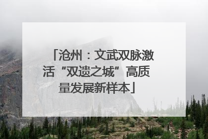 沧州：文武双脉激活“双遗之城”高质量发展新样本