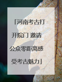 河南考古打开院门 邀请公众零距离感受考古魅力