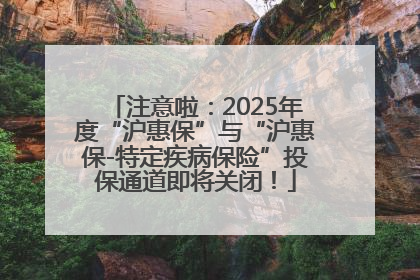 注意啦：2025年度“沪惠保”与“沪惠保-特定疾病保险”投保通道即将关闭！