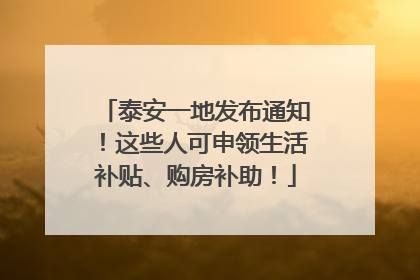 泰安一地发布通知！这些人可申领生活补贴、购房补助！