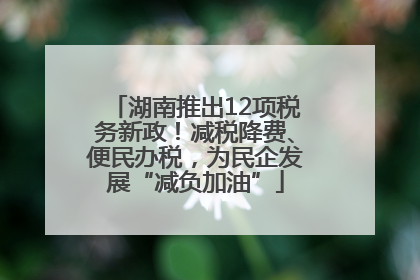 湖南推出12项税务新政！减税降费、便民办税，为民企发展“减负加油”