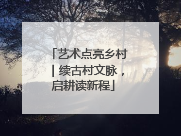 艺术点亮乡村｜续古村文脉，启耕读新程