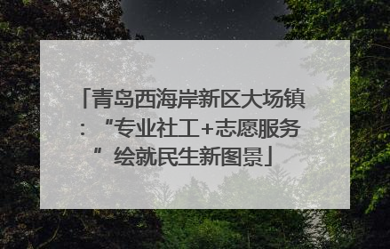 青岛西海岸新区大场镇：“专业社工+志愿服务”绘就民生新图景