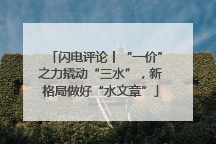 闪电评论丨“一价”之力撬动“三水”，新格局做好“水文章”