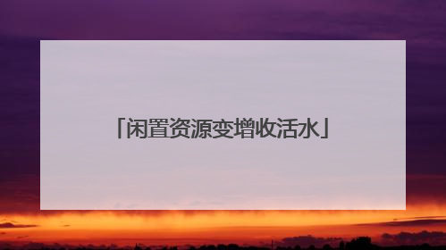 闲置资源变增收活水