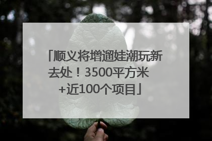 顺义将增遛娃潮玩新去处！3500平方米+近100个项目