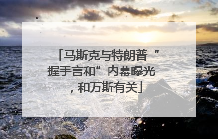 马斯克与特朗普“握手言和”内幕曝光，和万斯有关