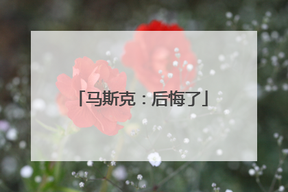 马斯克：后悔了