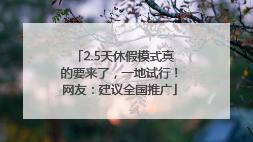 2.5天休假模式真的要来了，一地试行！网友：建议全国推广