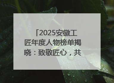 2025安徽工匠年度人物榜单揭晓：致敬匠心，共谱创新华章